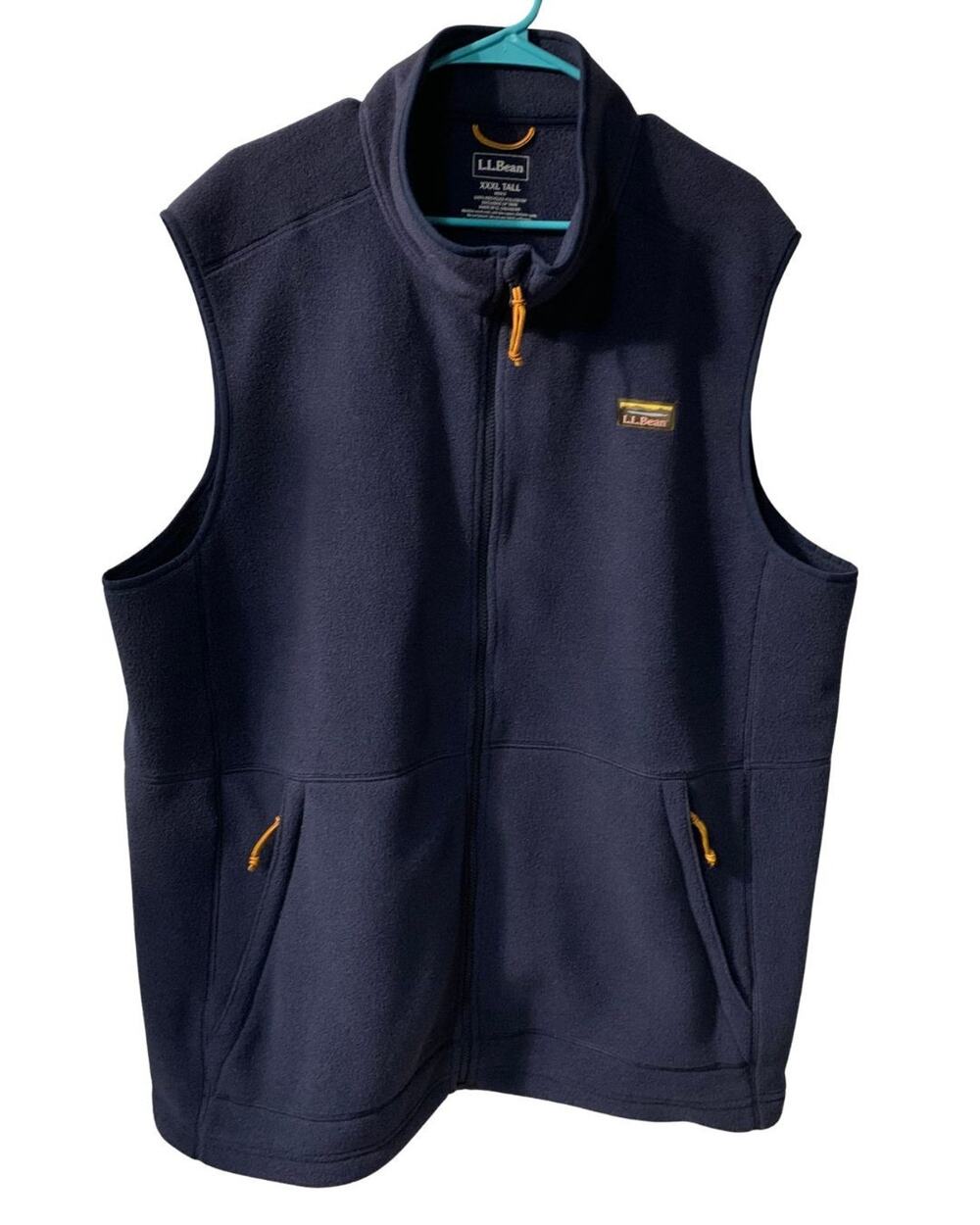 LL Bean Mens Mountain Classic Fleece Vest Tall Size XXXLT Nautical Navy Full Zip